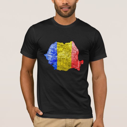 ルーマニア国旗カラーマップTシャツ Tシャツ (正面)
