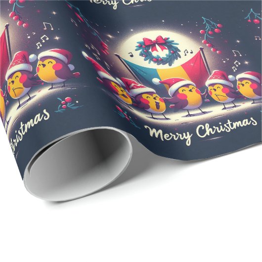 ルーマニア国旗カロリングを保持するサンタロビンズ ラッピングペーパー (ロールコーナー)