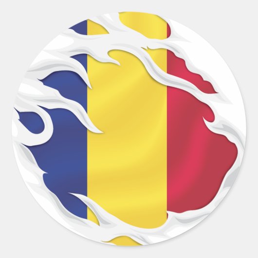 ルーマニア国旗クラシックの丸シール ラウンドシール (正面)