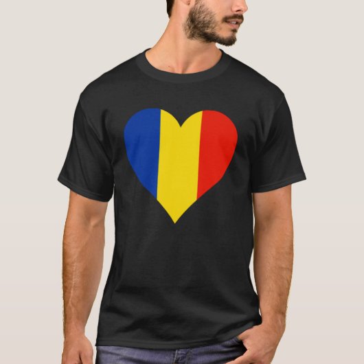 ルーマニア国旗ハートルーマニア愛ルーマニア Tシャツ (正面)