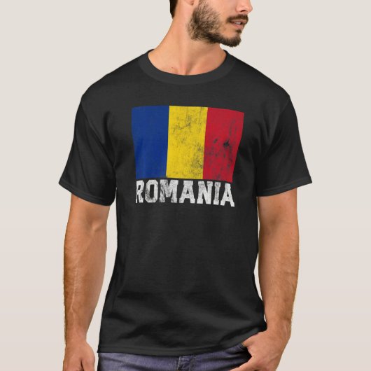 ルーマニア国旗ホームお土産メンズ女性 Tシャツ (正面)