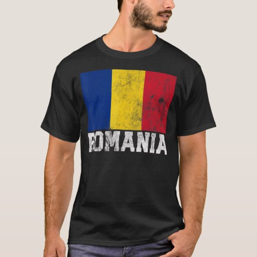 ルーマニア国旗ホームお土産メンズ女性 Tシャツ (正面)