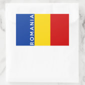 ルーマニア国旗記号名文字 長方形シール (バッグ)