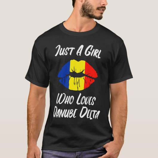 ルーマニア国旗 ドナウ・デルタ 愛の唇と口 Tシャツ (正面)