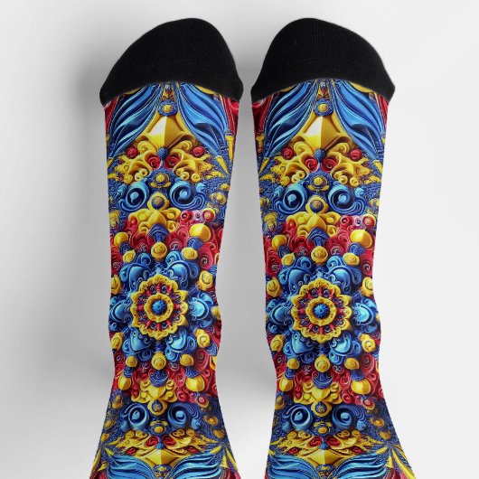 ルーマニア地球に優しカラーの女性用クルーソックス ソックス (上部)