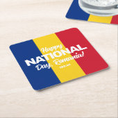 ルーマニア独立記念日ルーマニア国旗 スクエアペーパーコースター (アングル)