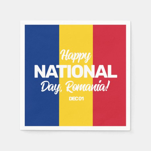 ルーマニア独立記念日ルーマニア国旗 スタンダードカクテルナプキン (正面)