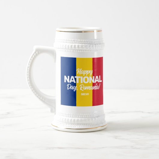ルーマニア独立記念日ルーマニア国旗 ビールジョッキ (左)