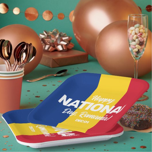 ルーマニア独立記念日ルーマニア国旗 ペーパープレート (複数)