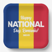ルーマニア独立記念日ルーマニア国旗 ペーパープレート (正面)