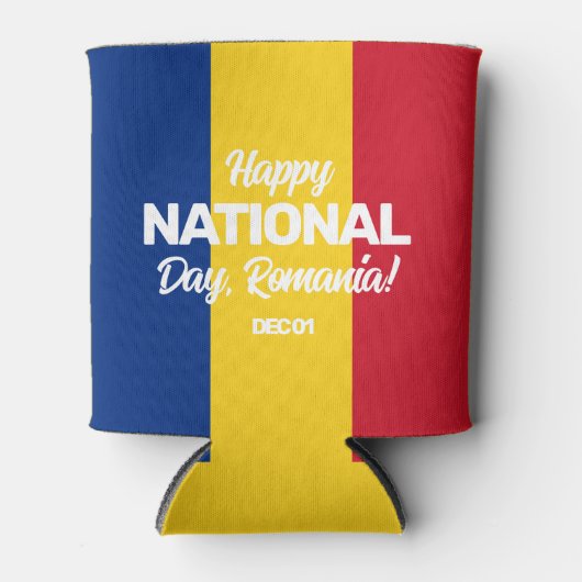 ルーマニア独立記念日ルーマニア国旗 缶クーラー (正面)
