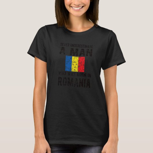 ルーマニア生まれマニア国旗ルーツ Tシャツ (正面)