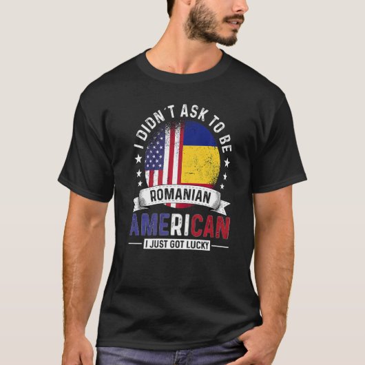 ルーマニア系アメリカ国旗プライドルーマニアFl Tシャツ (正面)