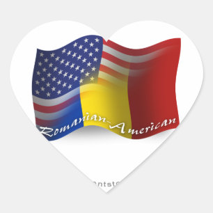 ルーマニア系アメリカ国旗 ハートシール