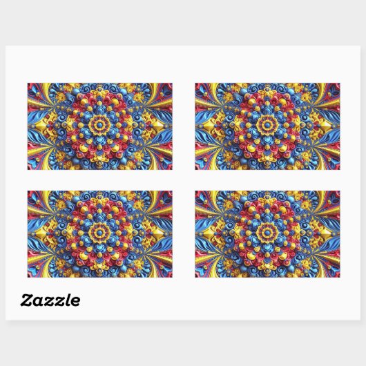 ルーマニア色の四角形シール 長方形シール (シート)