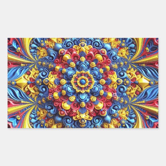 ルーマニア色の四角形シール 長方形シール (正面)