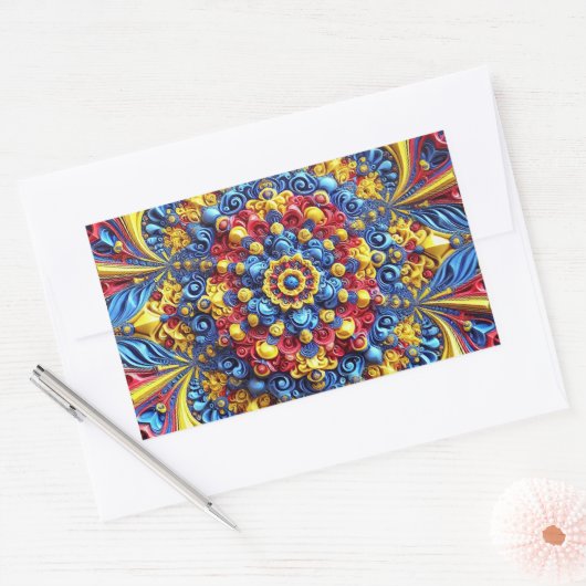 ルーマニア色の四角形シール 長方形シール (封筒)