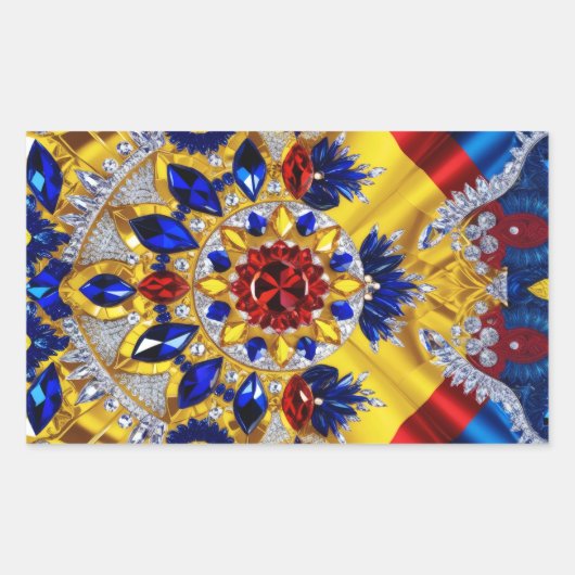 ルーマニア色の四角形シール 長方形シール (正面)