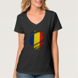 ルーマニア誇りを持ったの裂け裂け裂けルーマニア国旗 Tシャツ