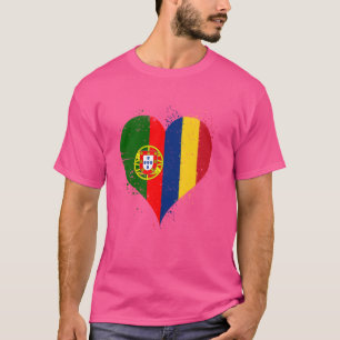 ルーマニア語ハーフ・ポルトガル語Aルーマニア・ポルトガルF Tシャツ