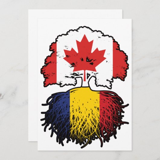 ルーマニア語ルーマニア語カナダの木のルーツ国旗 招待状 (正面/裏面)