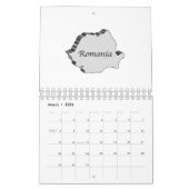 ルーマニア3Dマップ カレンダー (3月 2026)