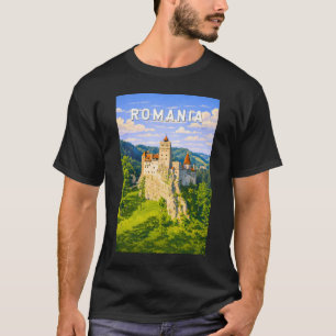 ルーマニア イラスト 旅行 アート ヴィンテージ Tシャツ