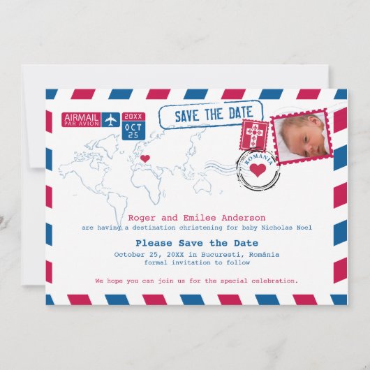 ルーマニア《キリスト教》洗礼式や命名式バプテスムザデイト セーブザデート (正面)