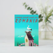 ルーマニア,コウノトリの巣の村の時計塔,ヴィンテージ ポストカード (スタンド正面)