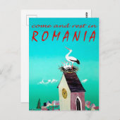 ルーマニア,コウノトリの巣の村の時計塔,ヴィンテージ ポストカード (正面/裏面)