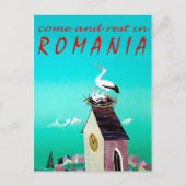 ルーマニア，コウノトリの巣の村の時計塔，ヴィンテージ ポストカード (正面)