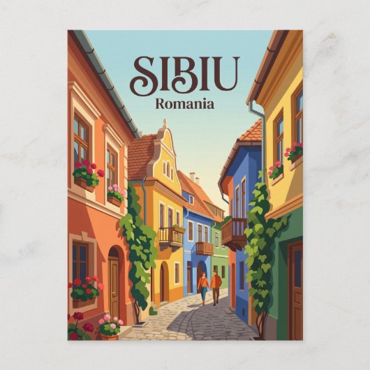 ルーマニア シビウの路地 ポストカード (正面)