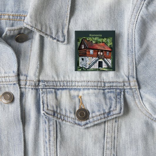 ルーマニア – トランシルバ伝統的ニアハウス 缶バッジ (インサイチュ)