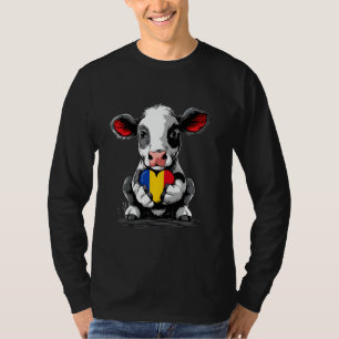 ルーマニア フラッグ ハート かわいい 牛 ルーマニア プライド ルーマニア Tシャツ
