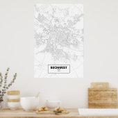 ルーマニア,ブカレスト(白に黒) ポスター (キッチン)