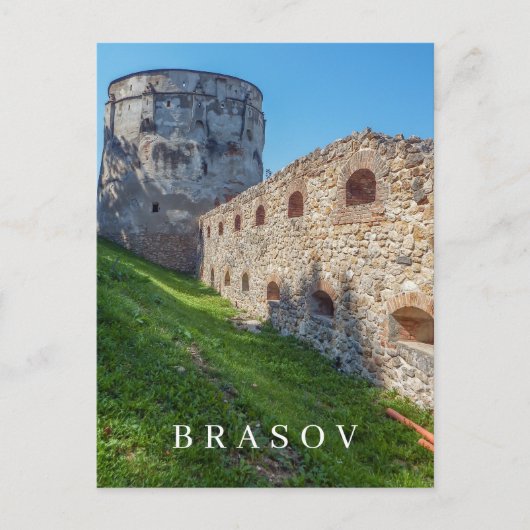 ルーマニアBrasov時計塔ビューハガキ ポストカード (正面)