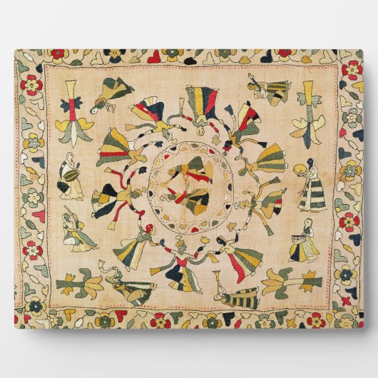 ルーマル：パンジャビ壇を表す四角い刺繍カバー フォトプラーク (正面)