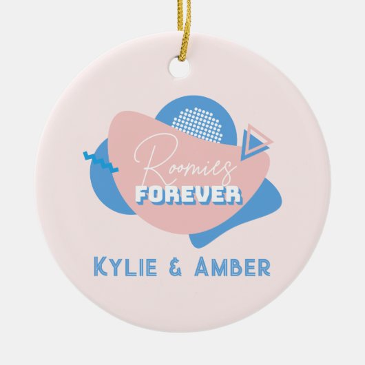 ルームメイトギフト「Roomies Forever」レトロカスタム写真 セラミックオーナメント (正面)
