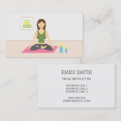 ルームヨガでヨガをするかわいい女の子ヨガインストラクター 名刺 (正面/裏面)