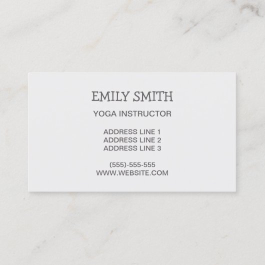 ルームヨガでヨガをするかわいい女の子ヨガインストラクター 名刺 (裏面)