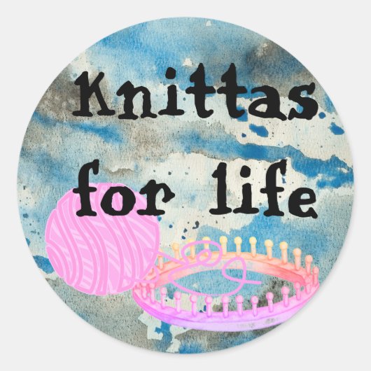 ルーム編み物おもしろいシール ラウンドシール (正面)