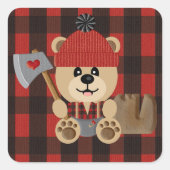 ルーメンジャックベアおむつ男の赤ちゃん1.5インチ スクエアシール (正面)