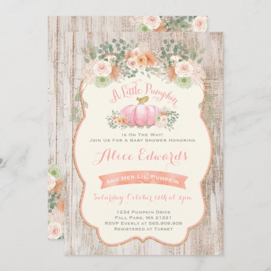 ルーメン ベイビー シャワー 招待状 ラスティック ルーメン (正面/裏面)