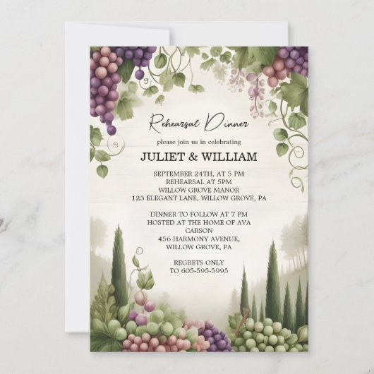 ルーラルウッドフルーツアイビーヴィンヤードリハーサルディナー 招待状 (正面)