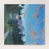 ルーラルサンセットカントリーロード絵画ランドスケープ ジグソーパズル (横)