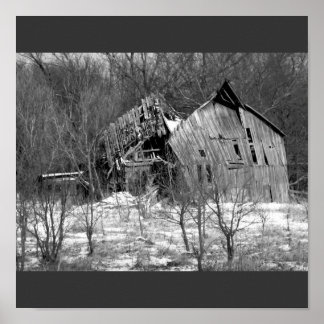 ルーラルネブラスカバーンB&W ポスター