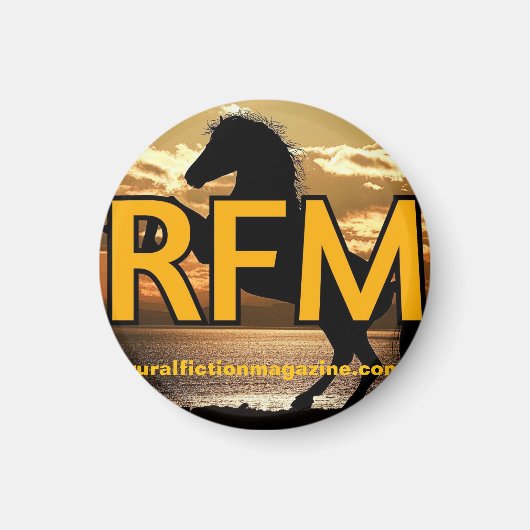 ルーラルフィクション誌のロゴウマとサンセット マグネット (正面)