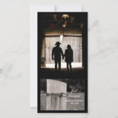 ルーラルフェンスポストウェスタンたった今結婚しましたフォトカード 案内状 (正面)