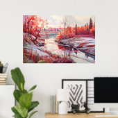 ルーラルリバーウォーター絵を描カラー ポスター (ホームオフィス)