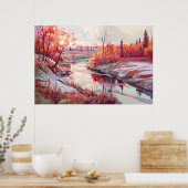 ルーラルリバーウォーター絵を描カラー ポスター (キッチン)